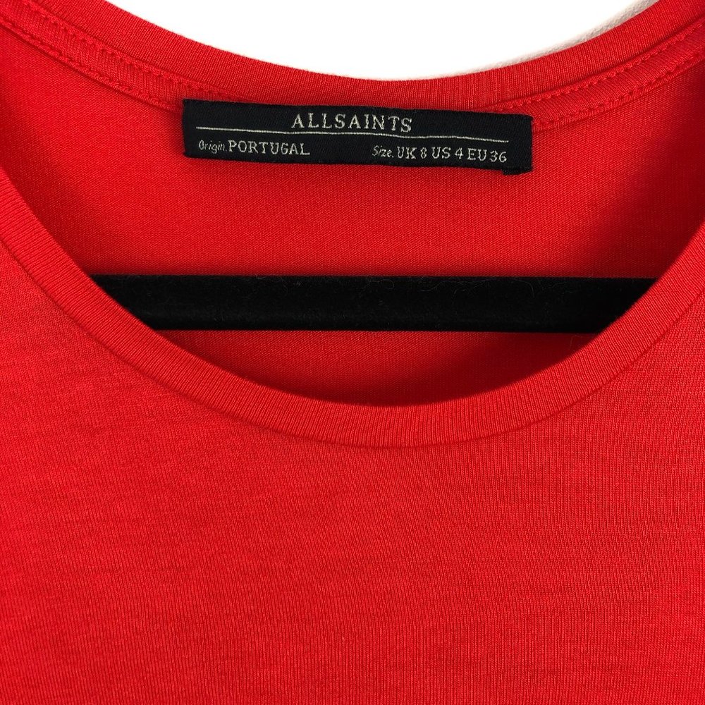 ALL SAINTS 4 red Marilla drop waist midi dress - Picture 6 of 8